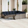 vidaXL 11-teiliges Gartensofa-Set mit Kissen, grau, Polyrattan