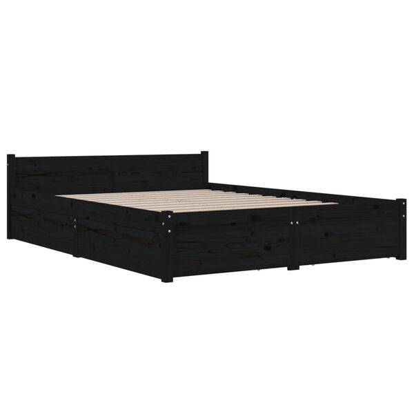 vidaXL Bett mit Schubladen Schwarz 135x190 cm