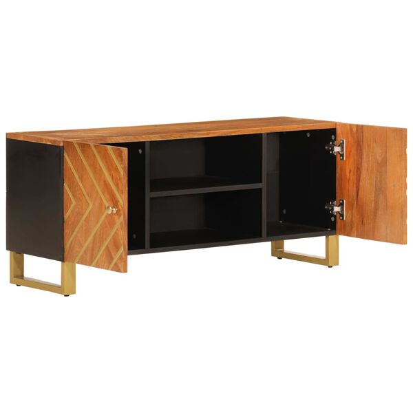 vidaXL TV-Schrank Braun und Schwarz 105x33,5x46 cm Massivholz Mango