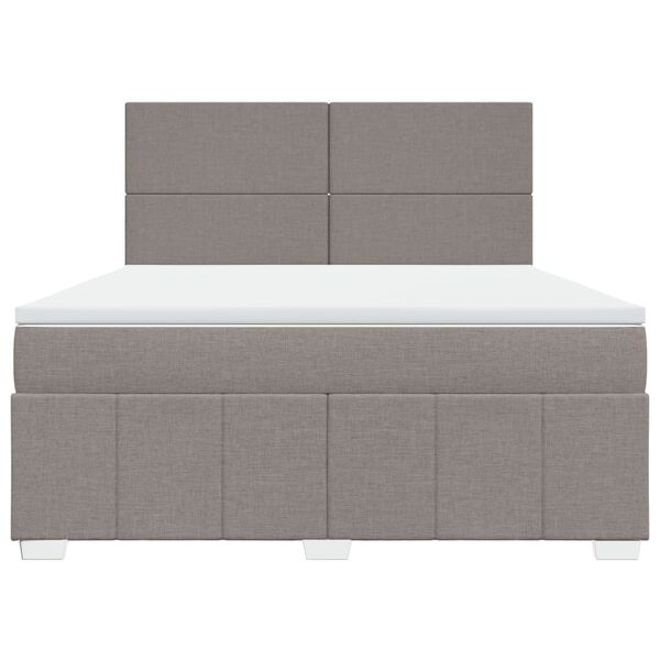 vidaXL Boxspringbett mit Matratze Taupe 180x200 cm Stoff