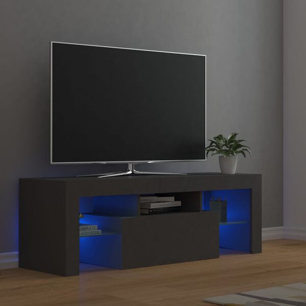 vidaXL TV-Schrank mit LED-Leuchten Grau 120x35x40 cm