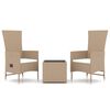 vidaXL 3-tlg. Garten-Lounge-Set Beige Poly Rattan & Stahl