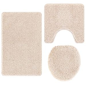 vidaXL Anti-Rutsch Badematten-Set 3 stk. Creme 50 x 80 cm PP