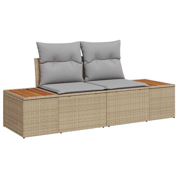 vidaXL Gartensofa-set mit Kissen 7 pcs Beige Poly-Rattan