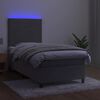 vidaXL Boxspringbett mit Matratze & LED Hellgrau 80x200 cm Samt