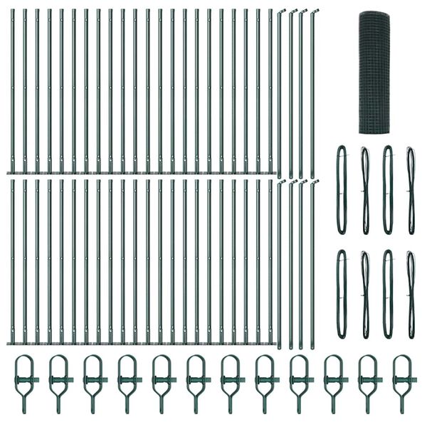 vidaXL Zaunpfosten Gr&uuml;n 100 x 0,8 m (16 x 16 mm Netz) Stahl und PVC