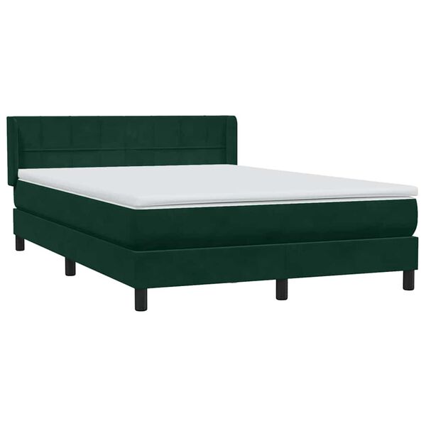 vidaXL Boxspringbett mit Matratze Dunkelgr&uuml;n 160x220 cm Samt