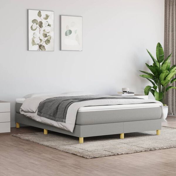vidaXL Boxspringbett mit Matratze Hellgrau 140x190 cm Stoff