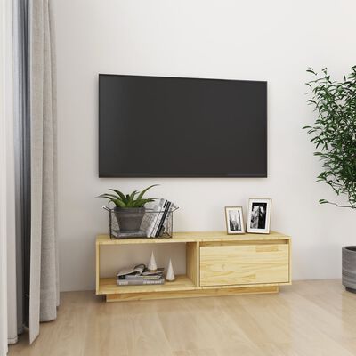 vidaXL TV-Schrank Weiß 110x30x33,5 cm Massivholz Kiefer