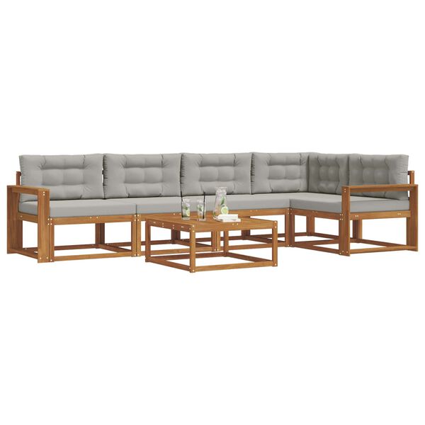 vidaXL Outdoor-Sofagarnitur mit Kissen 6 pcs Nat&uuml;rlich und Hellgrau