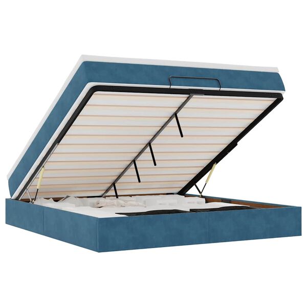 vidaXL Ottoman-Bett mit Matratze Dunkelblau 160x200 cm Samt