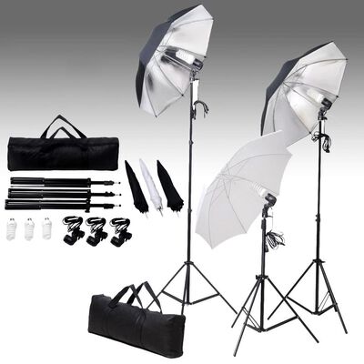 vidaXL Fotostudio-Beleuchtung Set 24 Watt mit Stativen & Schirmen