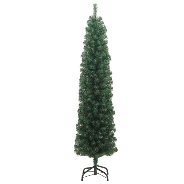 vidaXL K&uuml;nstlicher Weihnachtsbaum Schlank mit St&auml;nder Gr&uuml;n 180 cm PVC
