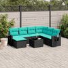 vidaXL 8-teiliges Gartensofa-Set mit Kissen, schwarzes Polyrattan