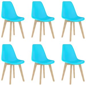 vidaXL Esszimmerst&uuml;hle 6 Stk. Blau Kunststoff