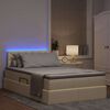 vidaXL Bett mit Stauraum und LED mit Matratze Creme 120 x 200 cm Stoff