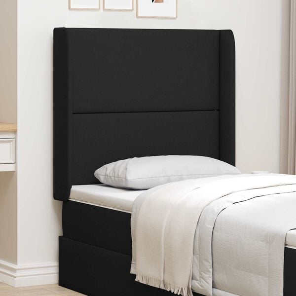 vidaXL Kopfteil Ohr Schwarz 80 x 16 x 4 cm Stoff