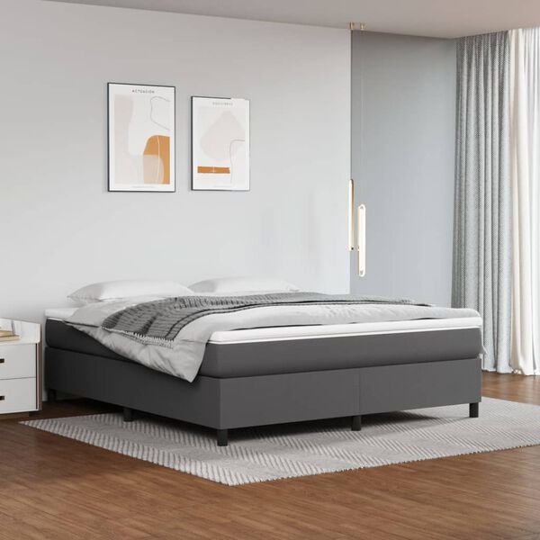 vidaXL Boxspringbettgestell Grau 180x200 cm Kunstleder