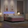 vidaXL LED Boxspringbett mit Matratze mit LED Rosa 140 x 200 cm Samt