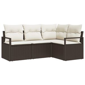 vidaXL Sofa Set mit Kissen Braun Poly Rattan
