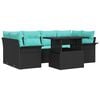 vidaXL Garten-Sofa-Set mit Kissen 7 pcs Schwarz Poly Rattan