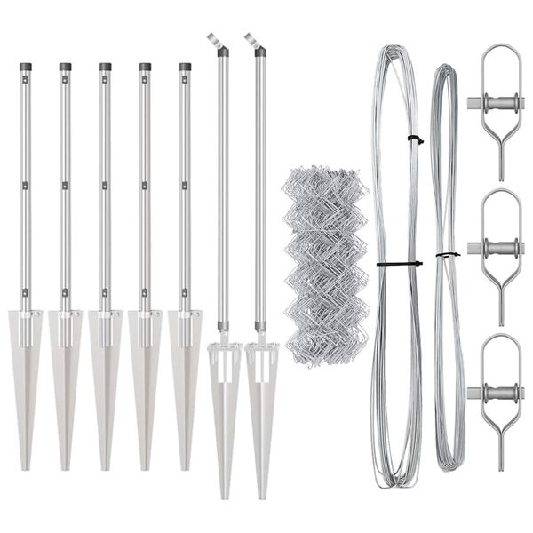 vidaXL Zaunpfosten Silber 10 x 0,6 m (40 x 40 mm Maschen) Stahl