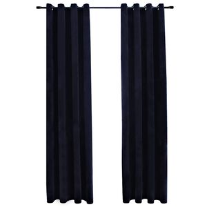 vidaXL Verdunkelungsvorh&auml;nge mit &Ouml;sen 2 Stk. Samt Schwarz 140x175 cm