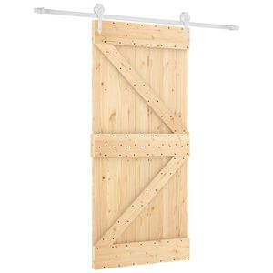 vidaXL Schiebet&uuml;r 95 x 210 cm Massivkiefer (Unbehandelt)