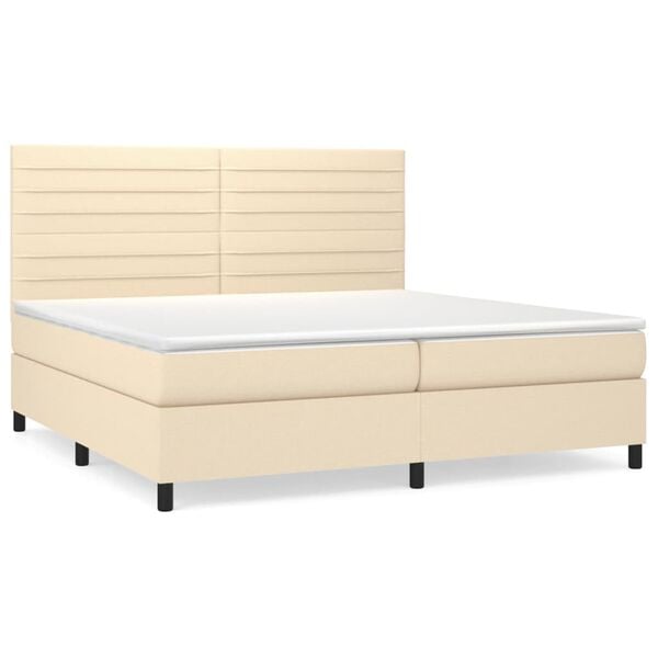 vidaXL Boxspringbett mit Matratze Creme 200x200 cm Stoff
