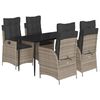 vidaXL 5-tlg. Garten-Essgruppe mit Kissen Grau Poly Rattan