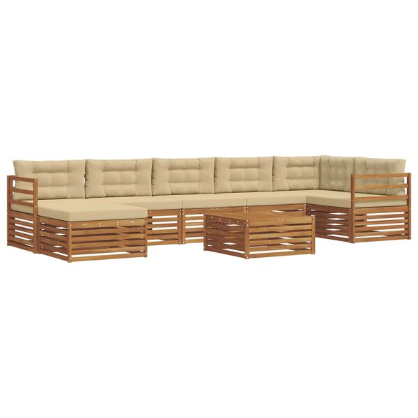 vidaXL Sofagarnituren 8 pcs Natur und Beige Massivholz Akazie