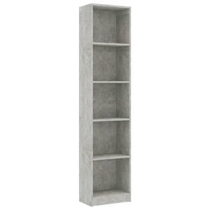 vidaXL B&uuml;cherregal 5 F&auml;cher Betongrau 40x24x175 cm Holzwerkstoff