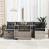 vidaXL Garten-Sofa-Set mit Kissen mit Speicher 7 pcs Grau Poly Rattan