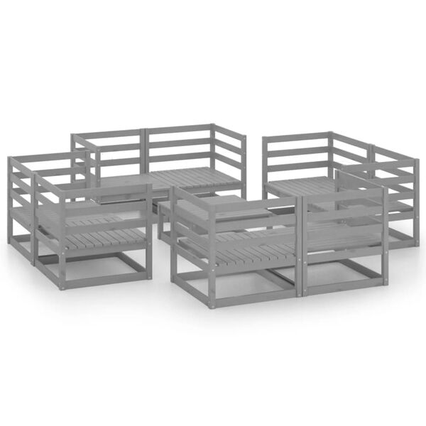 vidaXL 9-tlg. Garten-Lounge-Set Grau Kiefer Massivholz