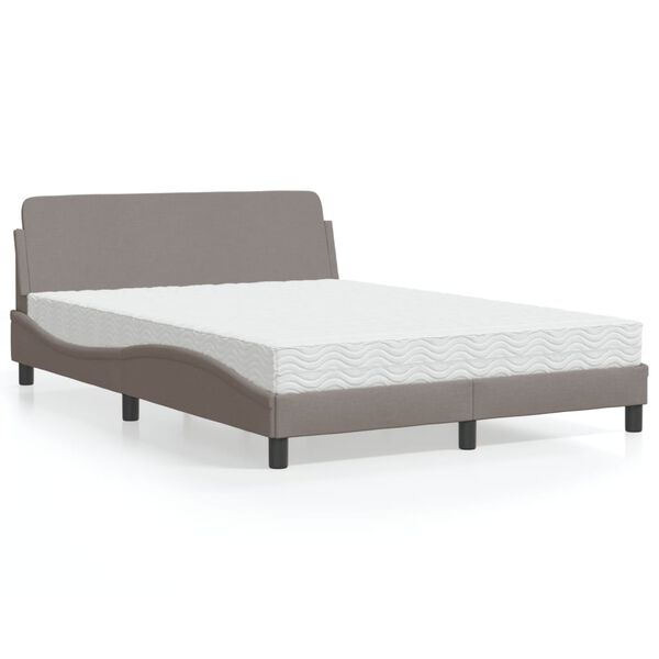 vidaXL Bett mit Matratze "Dover" Taupe 140x200 cm Stoff