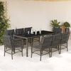 vidaXL 9-tlg. Garten-Essgruppe mit Kissen Grau Poly Rattan