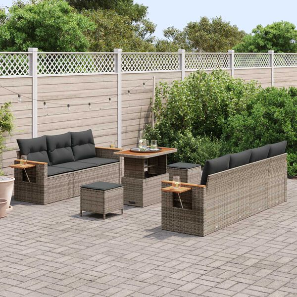 vidaXL Gartensofa-set mit Kissen 10 pcs Grau