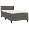 vidaXL Boxspringbett mit Matratze Dunkelgrau 90x190 cm Samt