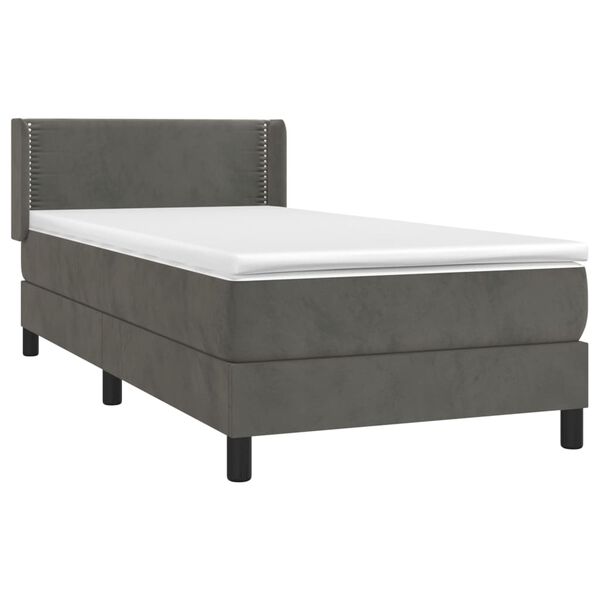 vidaXL Boxspringbett mit Matratze Dunkelgrau 90x190 cm Samt