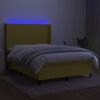 vidaXL Boxspringbett mit Matratze & LED Gr&uuml;n 140x190 cm Stoff