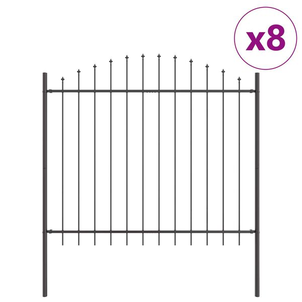 vidaXL Gartenzaun 8 pcs Grau 170 x 190 cm Pulverbeschichteter Stahl