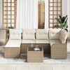 vidaXL Garten-Sofa-Set mit Kissen 7 pcs Beige und Wei&szlig; Poly Rattan