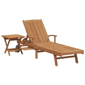 vidaXL Sonnenliege mit Kissen 1-Person 2 pcs Braun Massivholz Teak