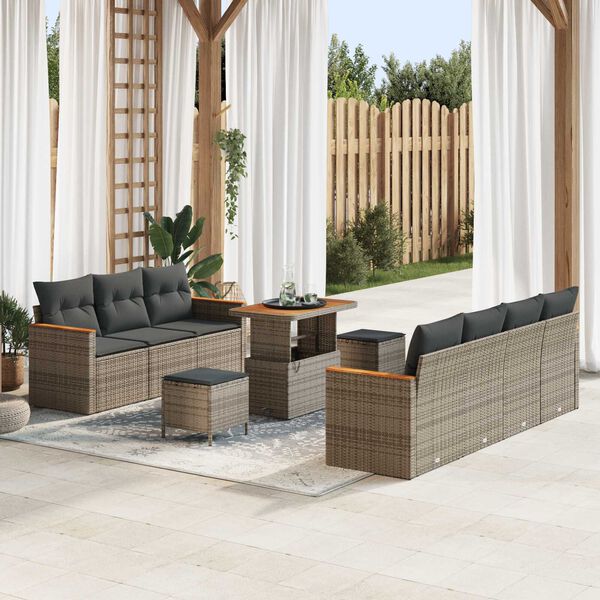 vidaXL Gartensofa-set 10 pcs Grau Poly-Rattan