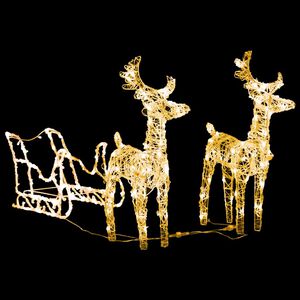 vidaXL Rentiere & Schlitten Weihnachtsdekoration 160 LEDs 130 cm Acryl