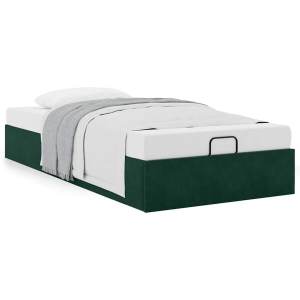 vidaXL Ottoman-Bett ohne Matratze Dunkelgr&uuml;n 90x190 cm Samt