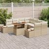 vidaXL Garten-Sofa-Set mit Speicher 9 pcs Beige Poly Rattan