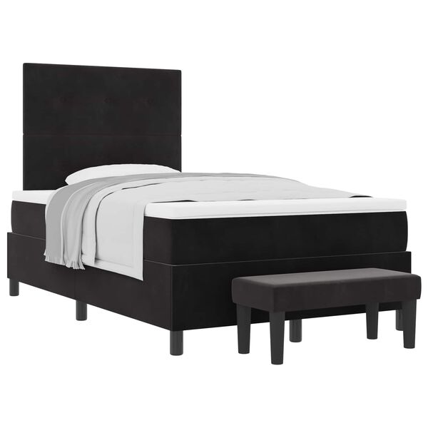 vidaXL Boxspringbett mit Matratze Schwarz 120 x 190 cm Samt