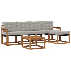 vidaXL Outdoor-Sofagarnitur mit Kissen 6 pcs Nat&uuml;rlich und Hellgrau