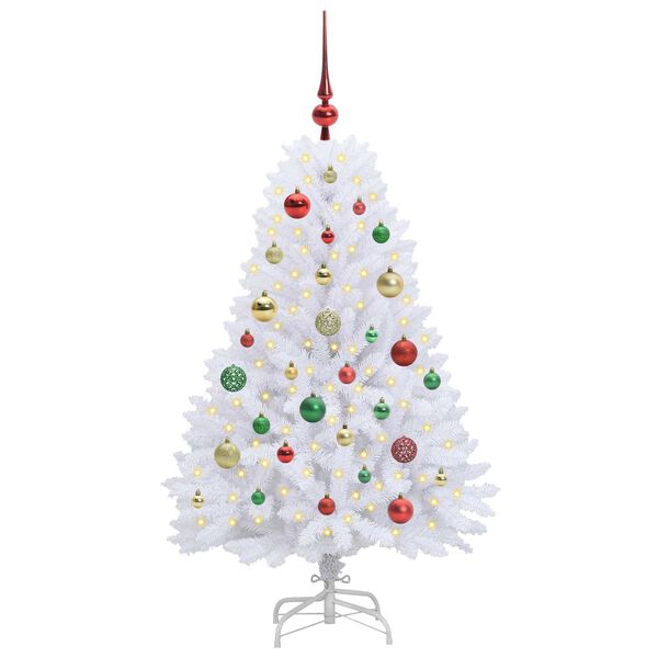 vidaXL K&uuml;nstlicher klappbarer Weihnachtsbaum Wei&szlig; 120 cm PVC und Stahl